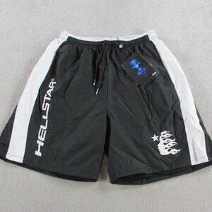 Hellstar Shorts Mens XL Black White Gym Training Workout Drawstring Extra Large
